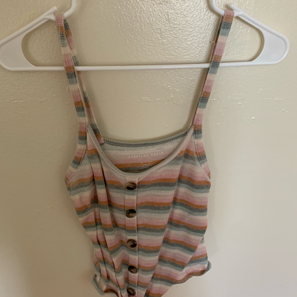 American Eagle Stripped Crop Shirt Women’s Small